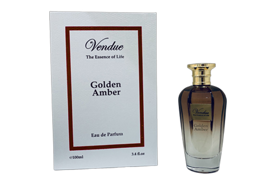 vendue golden amber perfume bottle and package